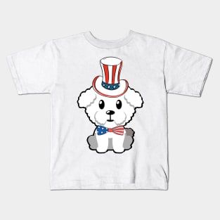 Funny furry dog is wearing uncle sam hat Kids T-Shirt